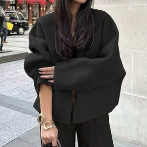 Minimalist Black Boxy Blazer
